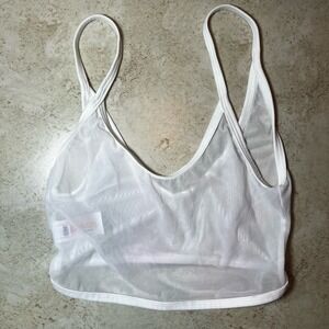 J Valentine White Mesh Crop Top Tank Small /Medium Rave Festival Made In USA